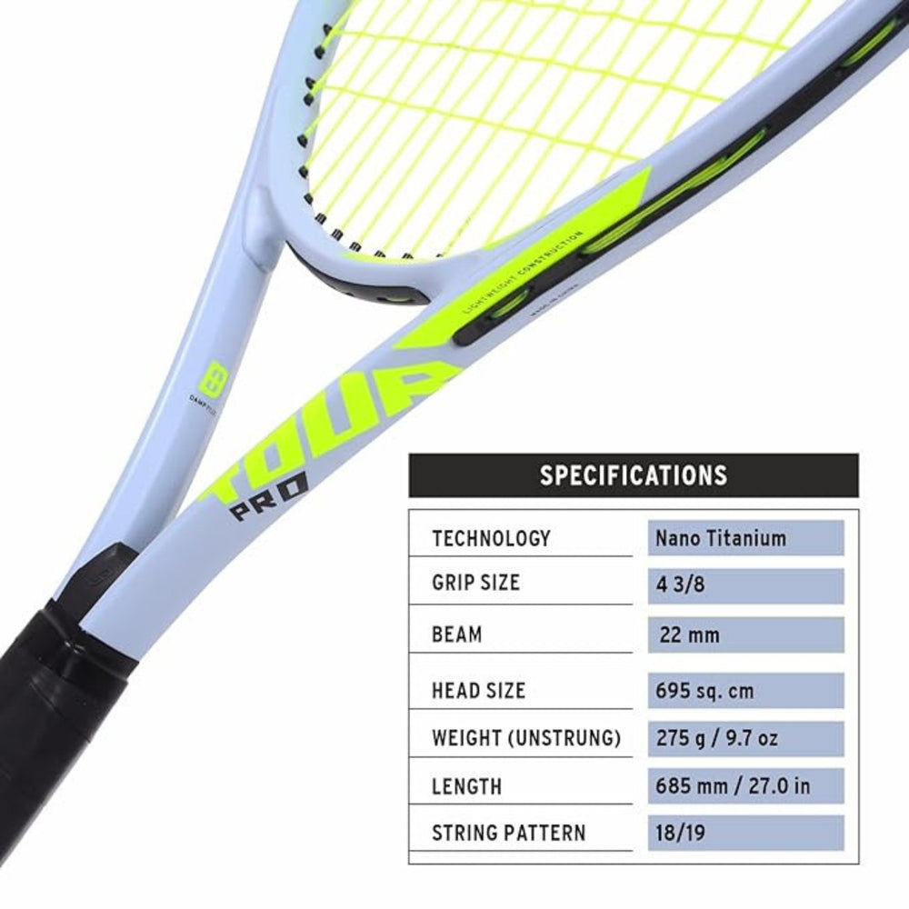 HEAD Tour Pro Strung Tennis Racquet 4 1/4 Grip Size | Lightweight Alloy Frame | Power & Control | Ideal for Beginners & Intermediate Players - Best Price online Prokicksports.com