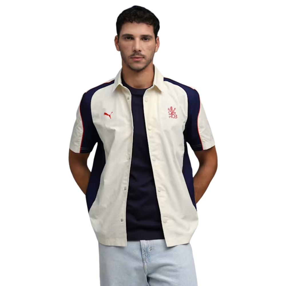 PUMA x RCB Woven Polo T-Shirt for Men | Premium Woven Fabric with Classic Collar, Button Placket & Official RCB Branding for Smart Casual Style - Best Price online Prokicksports.com