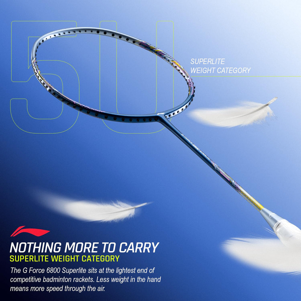 Li-Ning G-Force 6900 Superlite Unstrung Badminton Racquet, 5U G6 | Ultralite Carbon Technology | Fast Swing