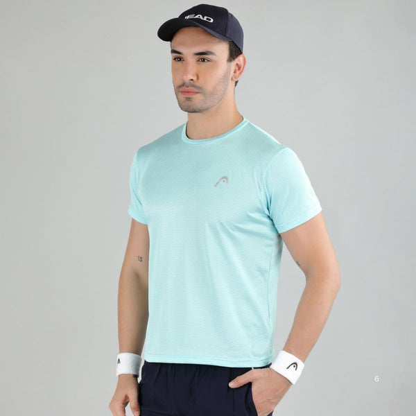 HEAD HCD Model Men's Round Neck T-Shirt – 100% Polyester | Moisture-Wicking, Lightweight Crew Neck, Athletic Fit