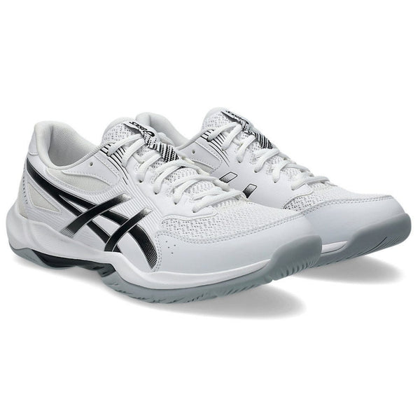ASICS Gel-Rocket 12 Men’s Indoor Court Badminton Shoes – White/Black, GEL™ Cushioning, Non-Mark Rubber, Breathable Mesh, Stability & Grip
