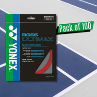 Yonex BG 66 Ultimax Badminton Strings – 0.65mm Gauge, 10m Sets, Pack of 100 (Pro-Level Speed & Precision) - Best Price online Prokicksports.com
