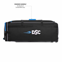 DSC Classic XL Cricket Kit Bag with Wheelie – Black/Blue, Extra Large Capacity Wheelie Cricket Gear Bag with Durable Fabric & Multiple Compartments - Best Price online Prokicksports.com