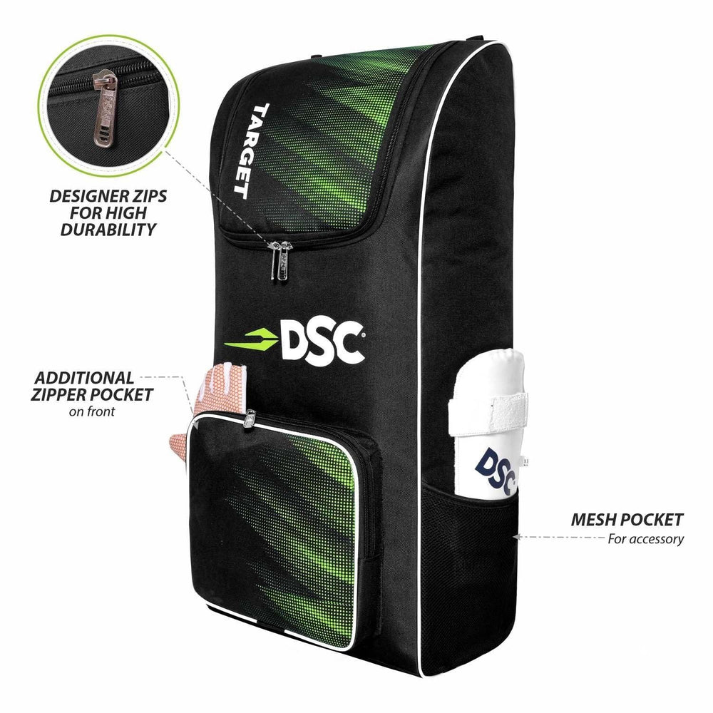 DSC Target Cricket Kit Bag – Spacious Cricket Gear Bag with Durable Fabric, Multiple Compartments & Professional Design - Best Price online Prokicksports.com