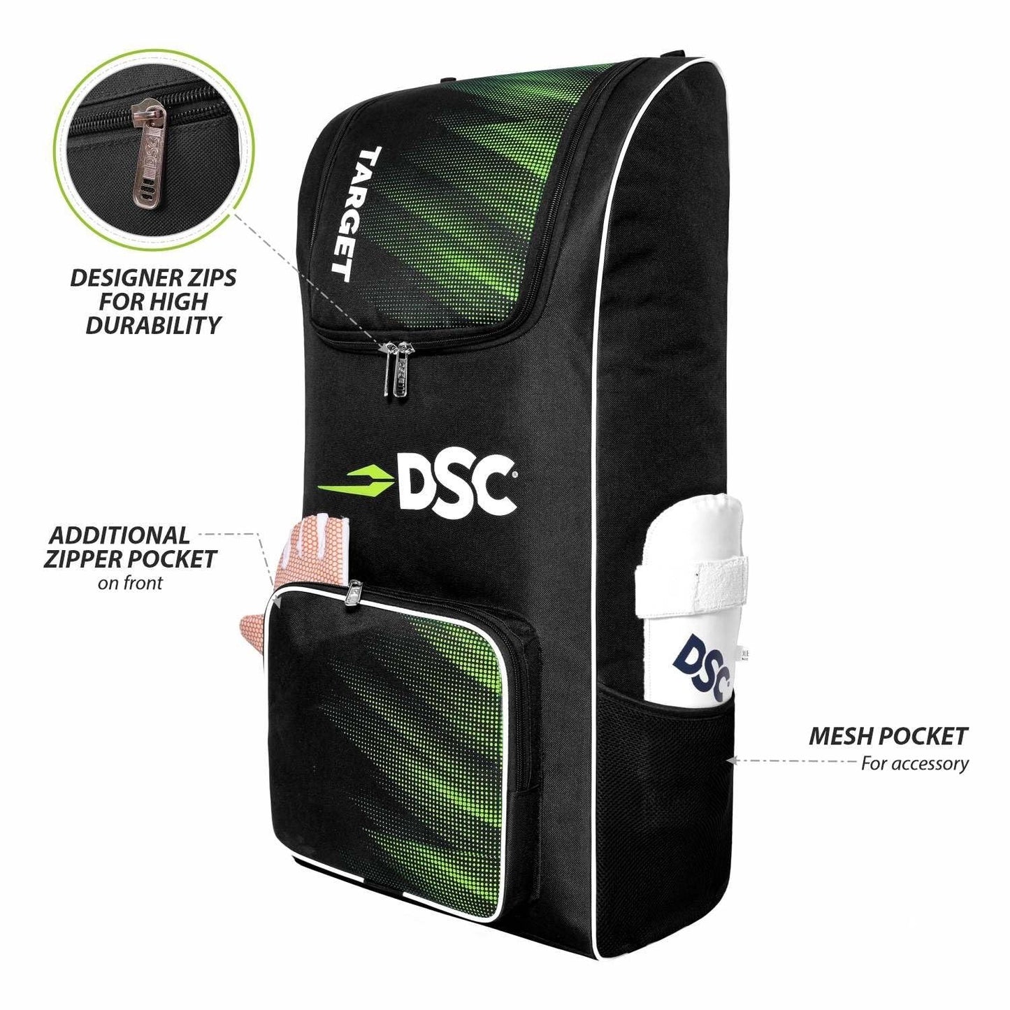 DSC Target Cricket Kit Bag – Spacious Cricket Gear Bag with Durable Fabric, Multiple Compartments & Professional Design - Best Price online Prokicksports.com