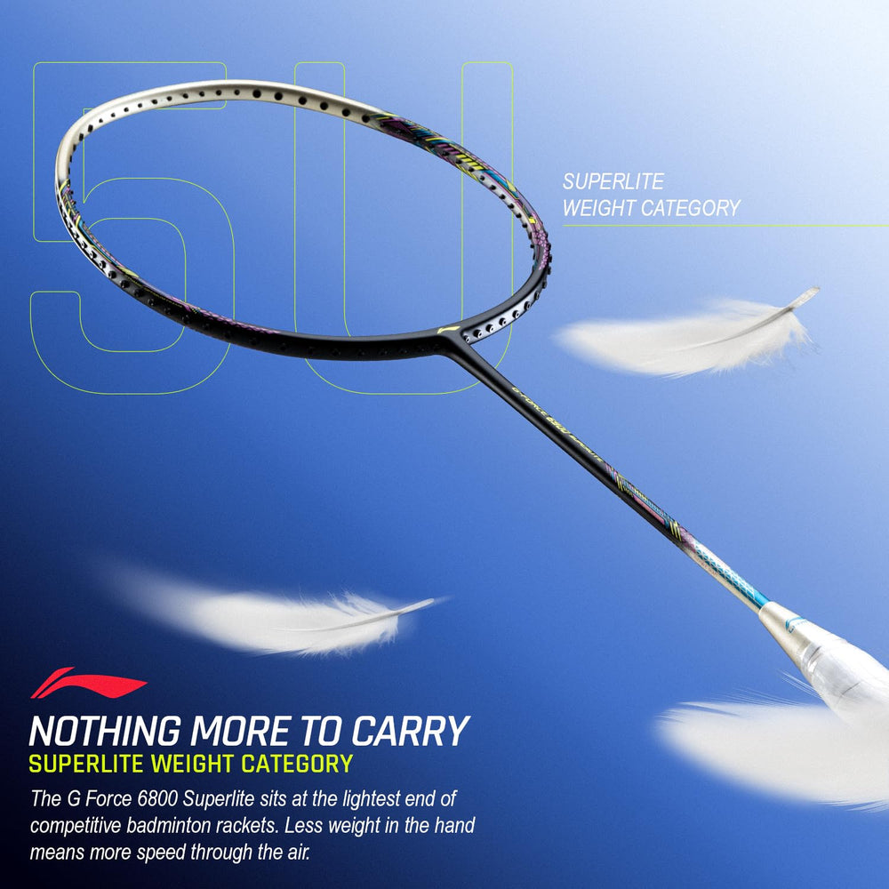 Li-Ning G-Force 6900 Superlite Unstrung Badminton Racquet, 5U G6 | Ultralite Carbon Technology | Fast Swing