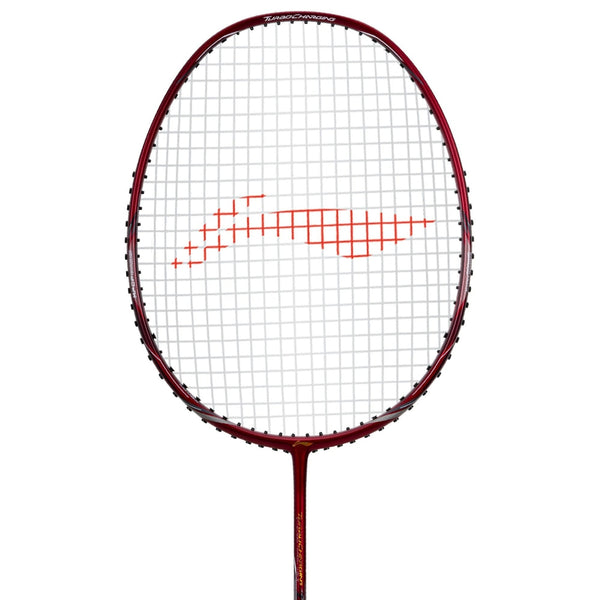 Li-Ning Turbo Charging Z Combat Strung Badminton Racquet - Red, High-Tension Graphite Racket, Aerodynamic Frame, Medium Flex, Lightweight Design for Speed, Power & Control