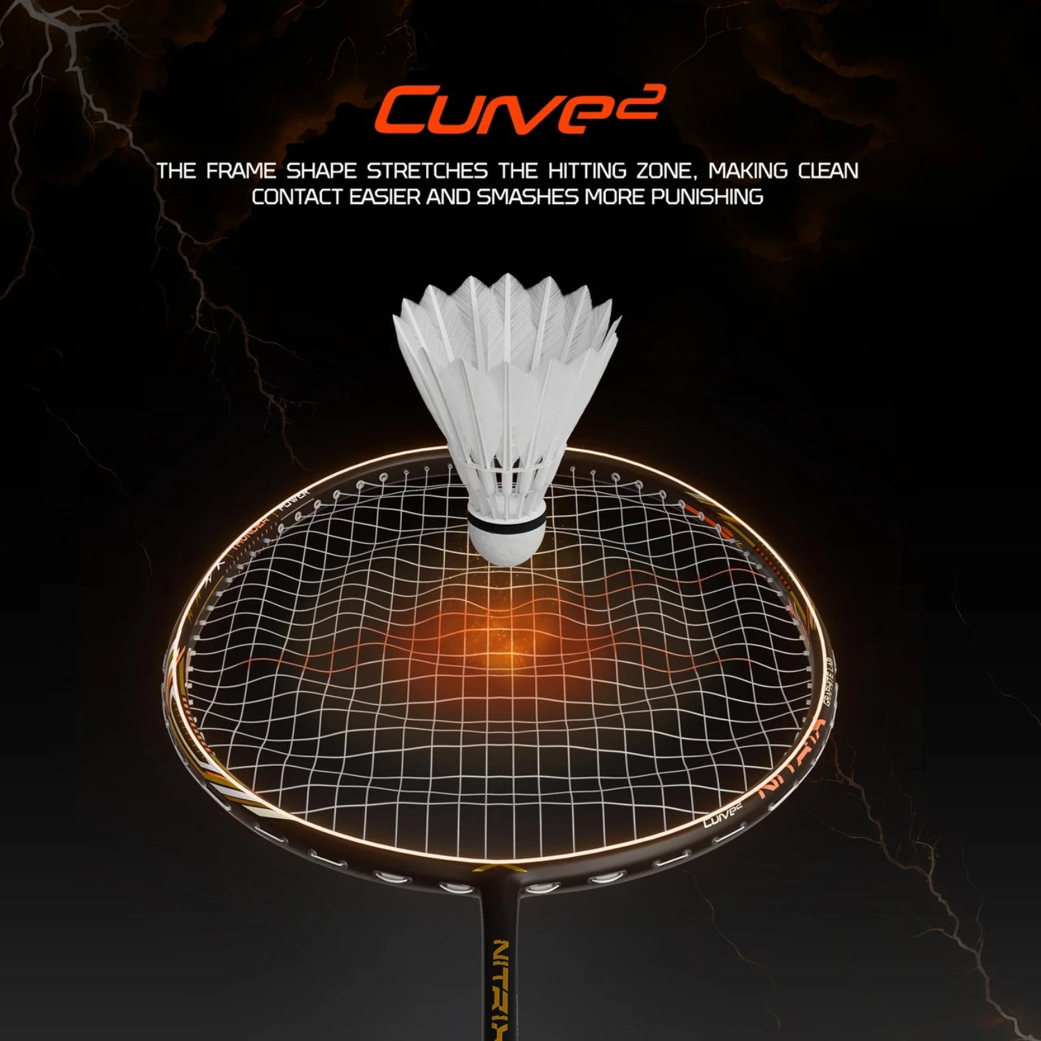 Hundred Nitrix Thunder Strung Badminton Racquet | Superlight Carbon Fibre Power Frame with Curve² Technology | Attack Series - Best Price online Prokicksports.com