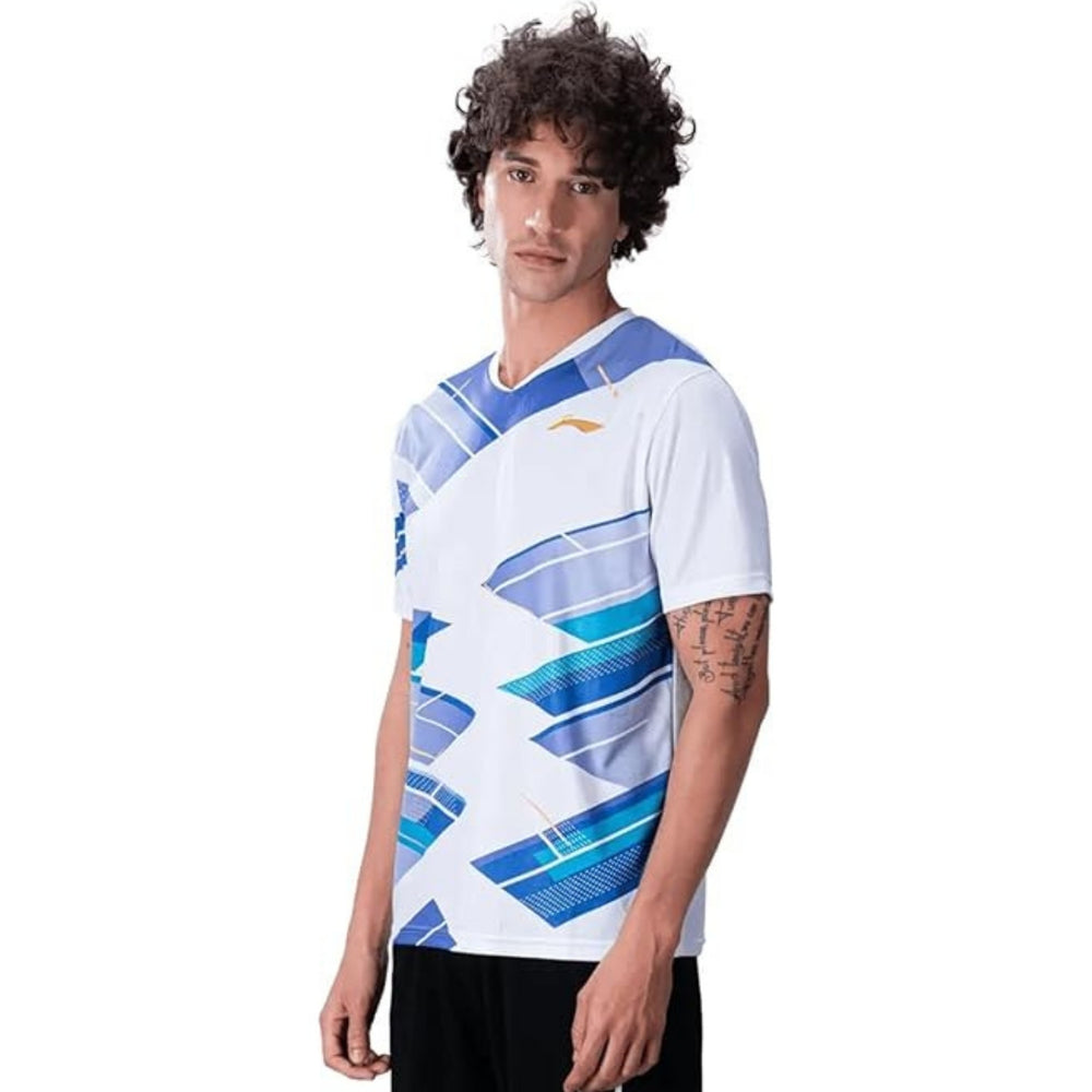 Li-Ning ATSUA45 Men’s V-Neck Badminton T-Shirt – Quick-Dry, Lightweight Polyester, Breathable Sportswear - Best Price online Prokicksports.com