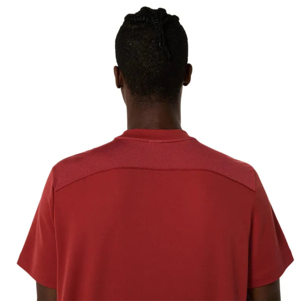ASICS Court SS Top Men T-Shirt Roundneck – Burnt Red | Breathable Sportswear Tee for Training & Casual Wear - Best Price online Prokicksports.com