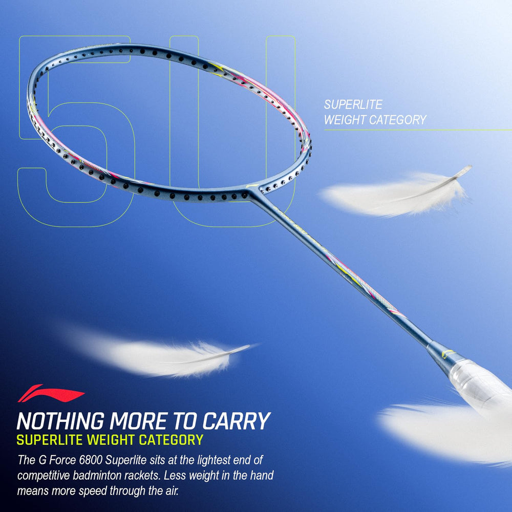 Li-Ning G-Force 6800 Superlite Unstrung Badminton Racquet, 5U G6 | Head Heavy, Flexible Shaft, Dynamic Optimum Frame