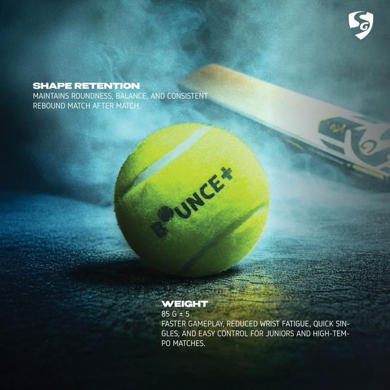 SG Bounce Plus Lightweight Tennis Cricket Ball | Premium Wool Felt | Natural Rubber Core | Consistent Bounce - Best Price online Prokicksports.com