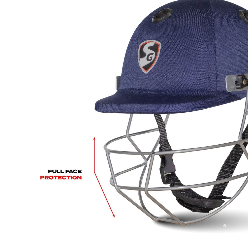 SG Club Cricket Helmet with Steel Face Guard | Lightweight Protective Cricket Helmet for Matches & Practice | Navy Blue - Best Price online Prokicksports.com