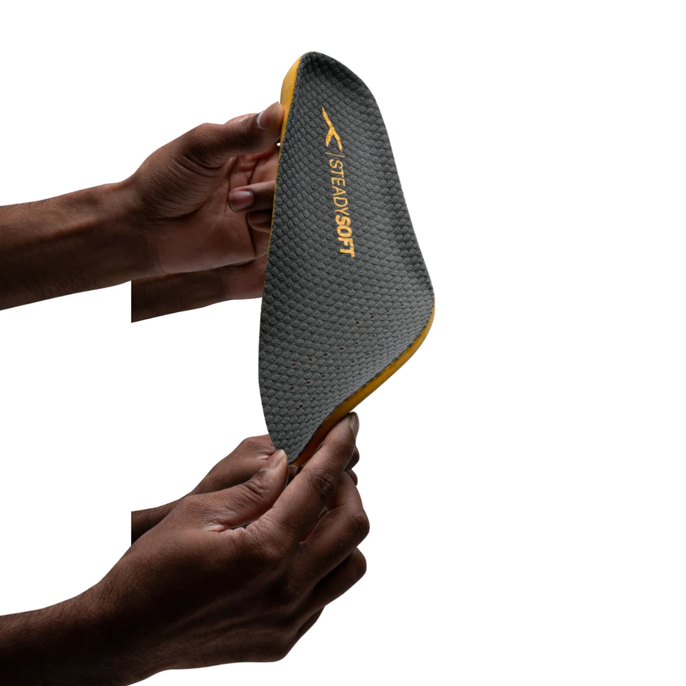 HUNDRED Steady Soft Insoles, Dark Grey/Yellow | Anti-Slip Cushioned Sports Insole with Breathable Comfort - Best Price online Prokicksports.com