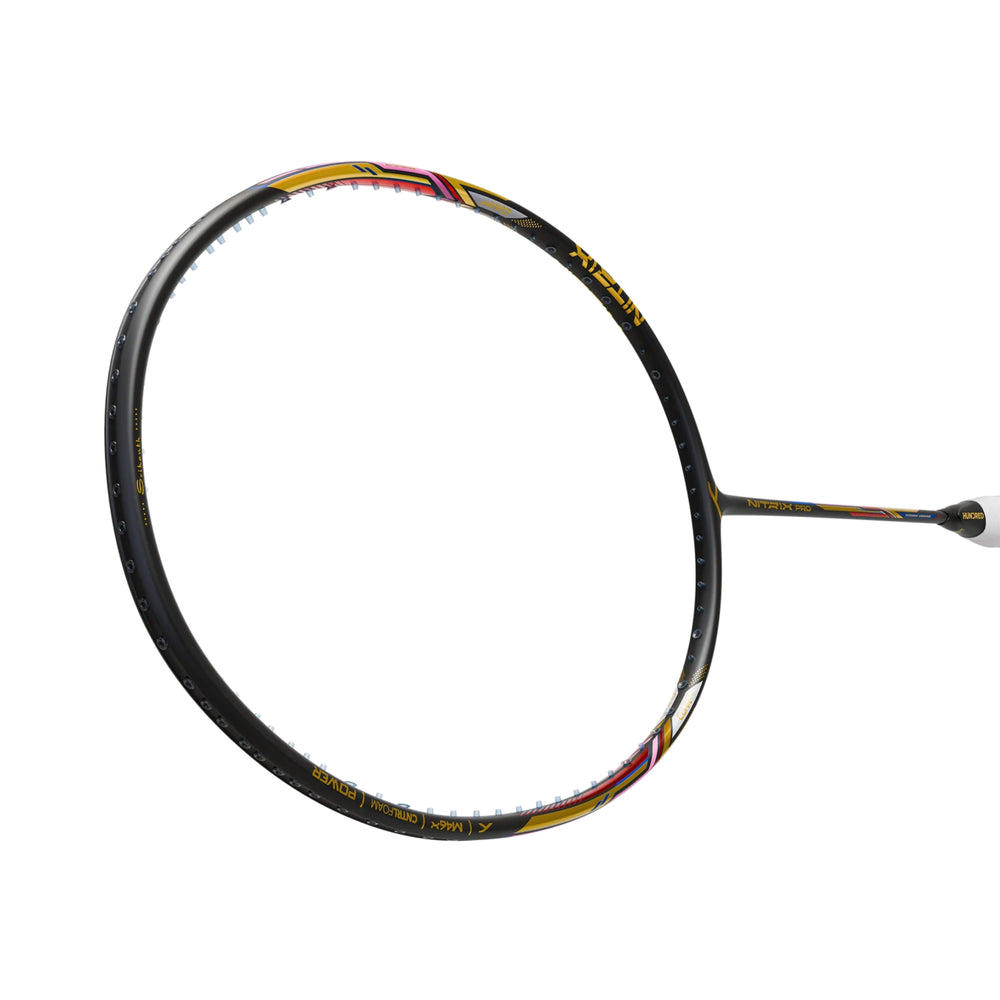 Hundred Nitrix Pro Unstrung Badminton Racquet – Black/Gold | Pro-Level Head-Heavy Power with M46X Carbon Fibre & Slim Shaft - Best Price online Prokicksports.com