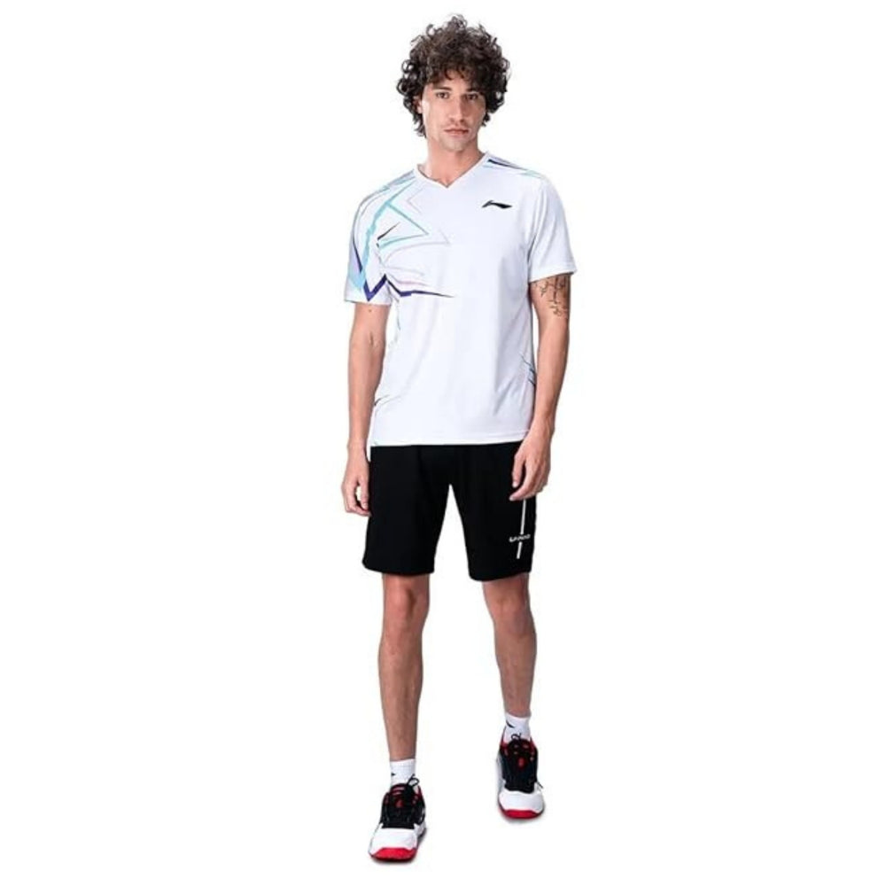 Li-Ning ATSUA51 Men’s V-Neck Badminton T-Shirt – Lightweight Polyester, Quick-Dry, Breathable Aura Sports Tee - Best Price online Prokicksports.com
