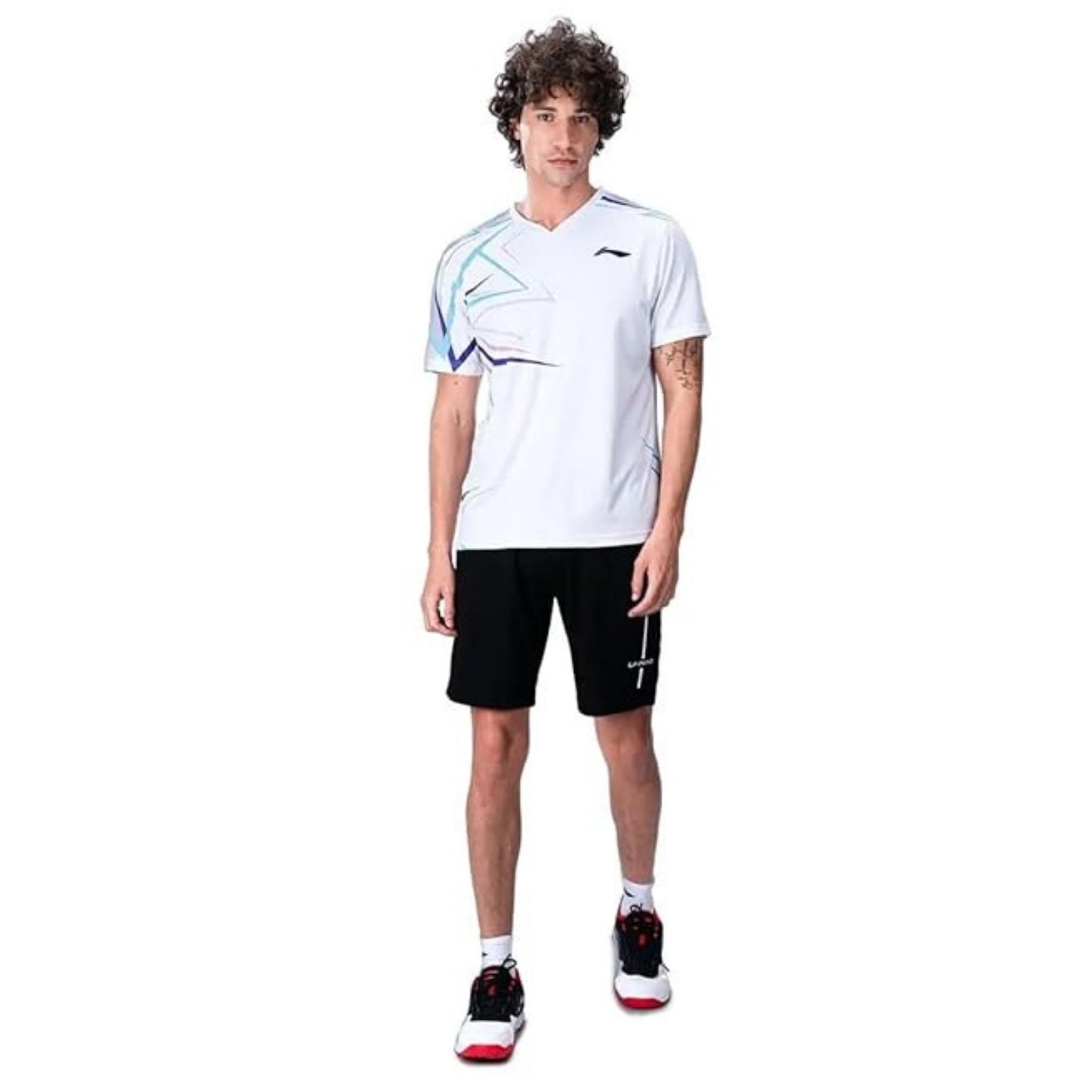 Li-Ning ATSUA51 Men’s V-Neck Badminton T-Shirt – Lightweight Polyester, Quick-Dry, Breathable Aura Sports Tee - Best Price online Prokicksports.com