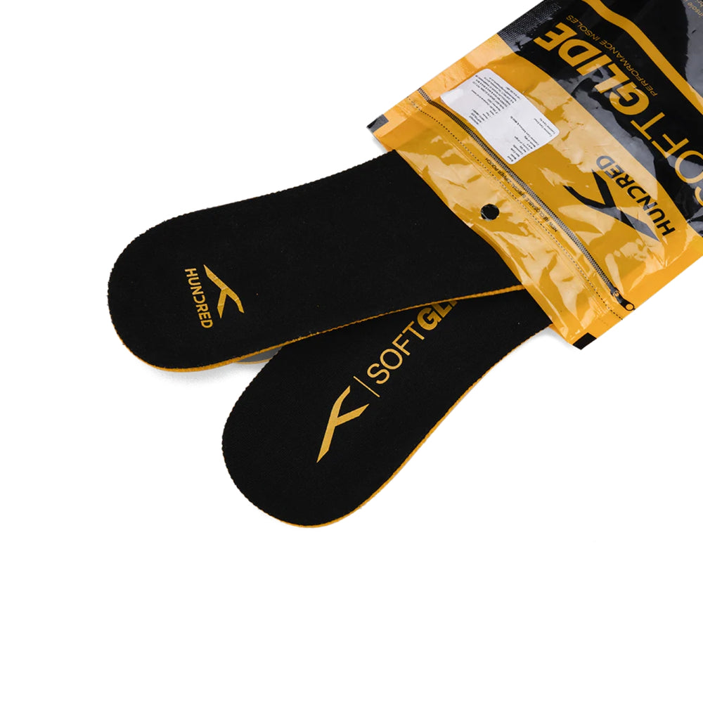HUNDRED Soft Glide Insoles, Black/Yellow | Ultra-Soft Cushioned Insole with Anti-Slip Grip & All-Day Comfort - Best Price online Prokicksports.com