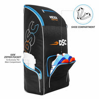DSC Hexa Cricket Kit Bag – Black/Blue, Premium Large Capacity Cricket Gear Bag with Durable Fabric & Multi-Compartment Storage - Best Price online Prokicksports.com