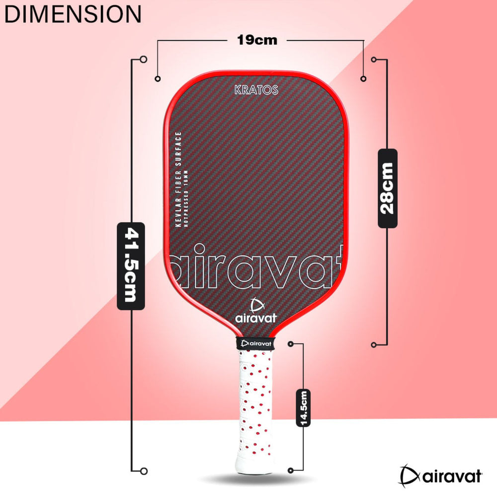 Airavat Kratos 7413 Pickleball Paddle | Power-Oriented Design | Carbon Fiber Face | Polymer Core | USAPA Approved | Lightweight | Bold Red Finish - Best Price online Prokicksports.com