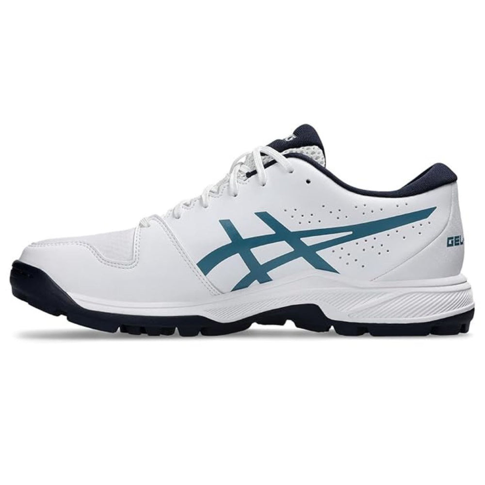 ASICS Gel-Peake 2 Cricket Shoes (Men) | Rubber Outsole | Breathable Mesh | Rearfoot GEL Cushioning | White/Atlantis Blue
