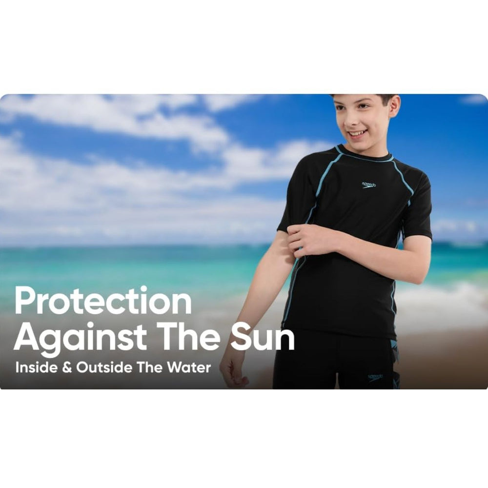 Speedo Hyperboom Short Sleeve Suntop – Boys UV Protection Swimwear Top, Quick Dry Stretch Fabric, Performance Swim Rashguard - Best Price online Prokicksports.com