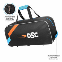 DSC Classic JR Cricket Kit Bag with Wheelie – Black/Blue, Junior Wheelie Cricket Gear Bag with Durable Fabric & Spacious Storage - Best Price online Prokicksports.com