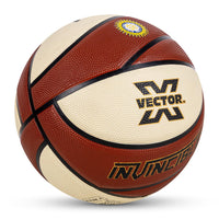 Vector X Invincible Rubber Basketball (Brown-Cream) | Official BFI Approved Indoor & Outdoor Basketball