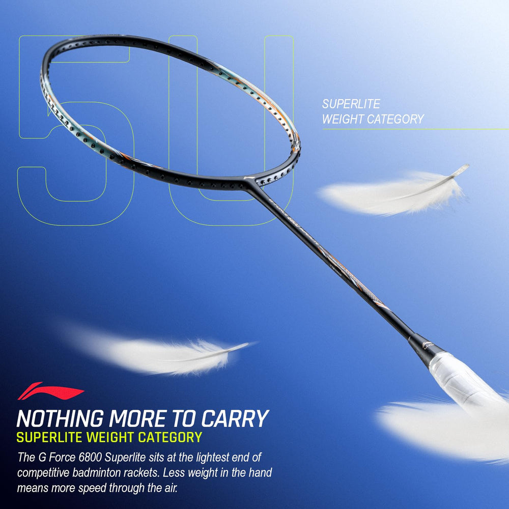 Li-Ning G-Force 6800 Superlite Unstrung Badminton Racquet, 5U G6 | Head Heavy, Flexible Shaft, Dynamic Optimum Frame