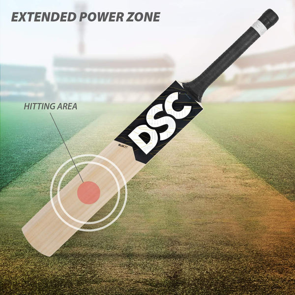 DSC Blak 77 Kashmir Willow Cricket Bat | Size 6 | Extended Power Zone, Cushioned Grip | Handcrafted