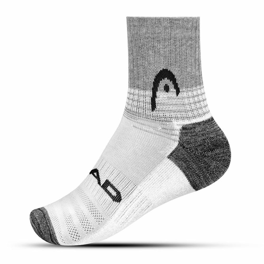 HEAD HSK-83 Ankle Socks | Cushioned, Breathable | White/Grey Melange (1 Pair)