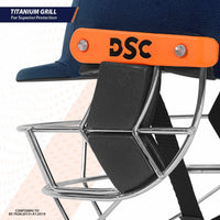 DSC Empra Titanium Cricket Helmet | BS7928 Certified Hard Ball Helmet | Titanium Grill, Adjustable Fit | Navy, Size M