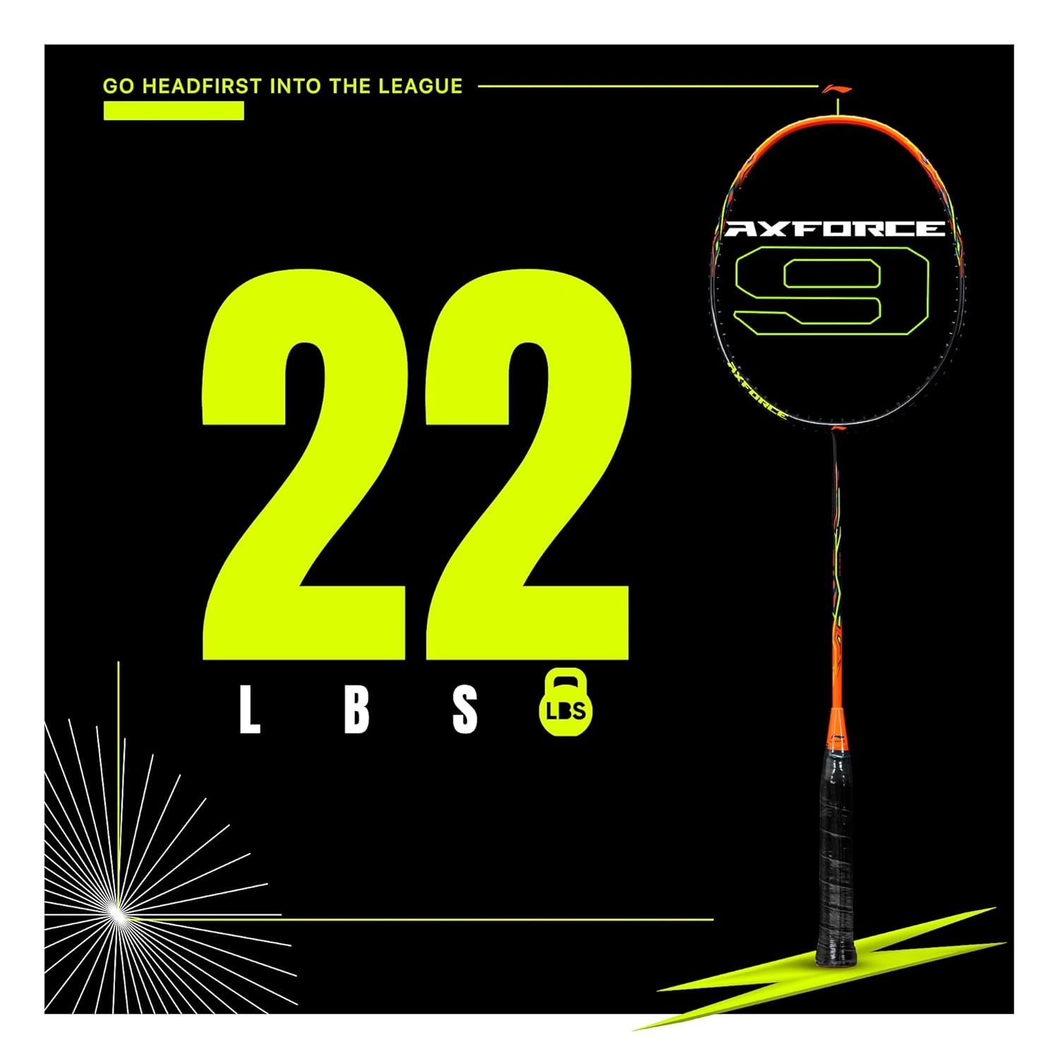 Li-Ning AX Force 9 G5 Strung Badminton Racquet Black/Orange – Lightweight, Powerful Smash, High-Tension Control, Professional Performance Racket for Advanced Players - Best Price online Prokicksports.com