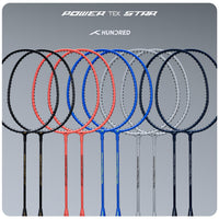 HUNDRED Powertek Star (2 Strung Rackets + 2pc Nylon Shuttlecocks), 16-18 LBS