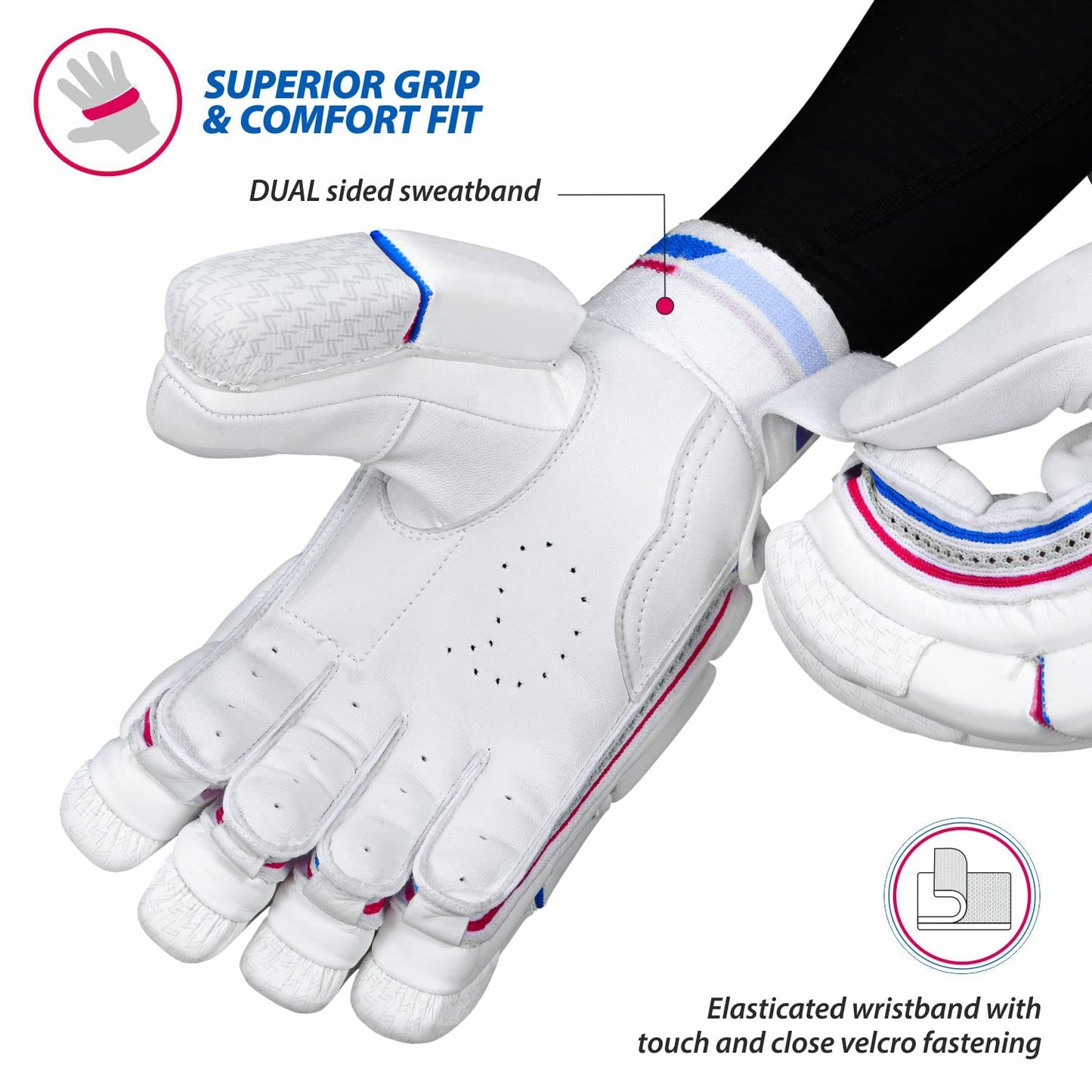 DSC Intense Passion RH Batting Gloves , White - Best Price online Prokicksports.com