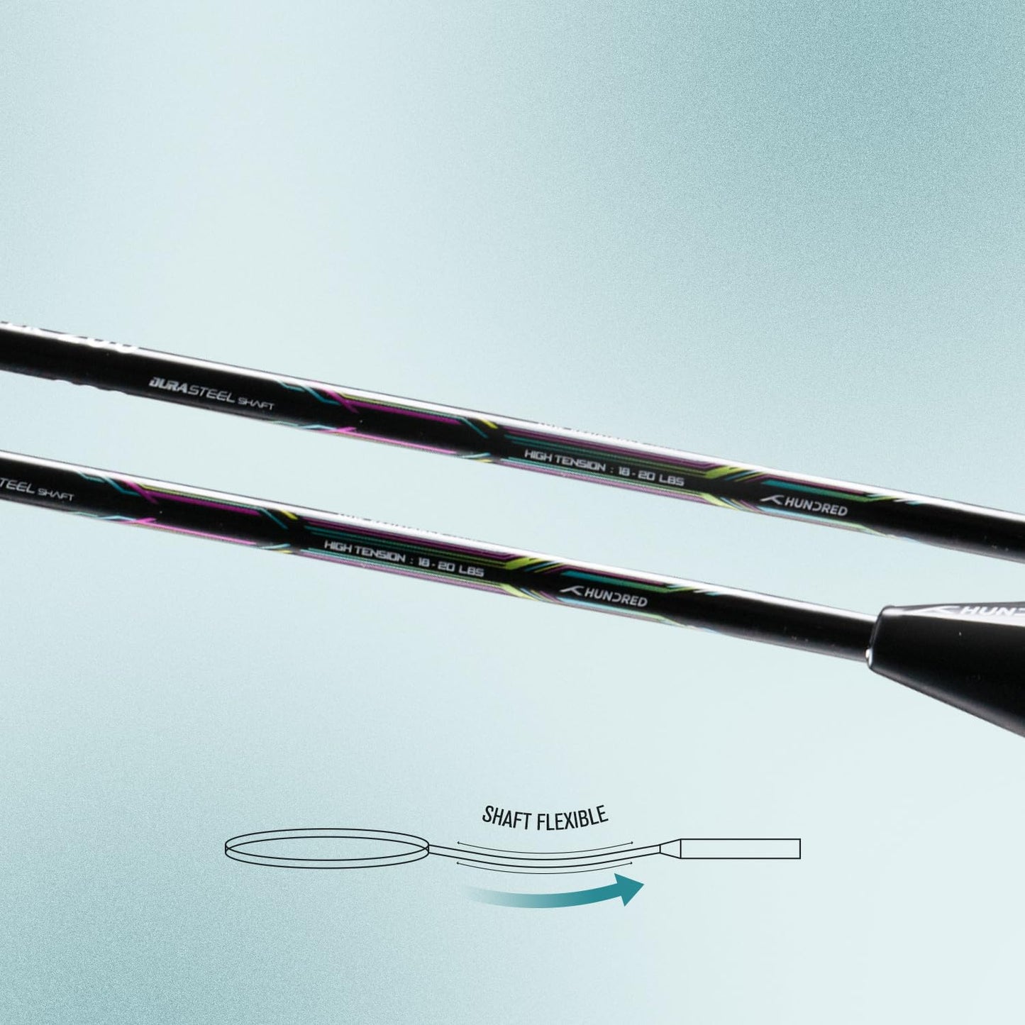 HUNDRED Powertek 200 Strung Badminton Racquet | Lightweight 95g | Head-Heavy Balance | Flexible Shaft | G5 Grip | Ideal for Intermediate Players - Best Price online Prokicksports.com