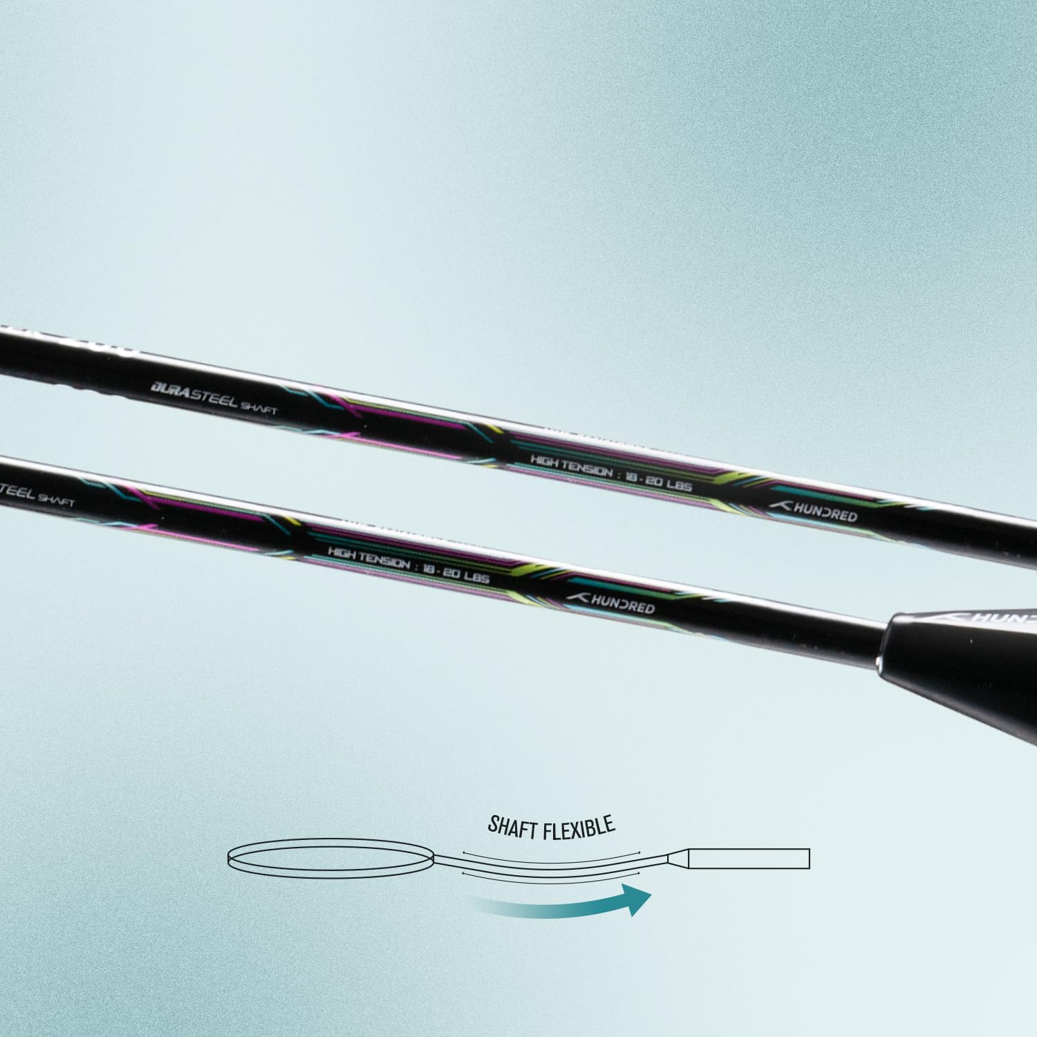 HUNDRED Powertek 200 Strung Badminton Racquet | Lightweight 95g | Head-Heavy Balance | Flexible Shaft | G5 Grip | Ideal for Intermediate Players - Best Price online Prokicksports.com