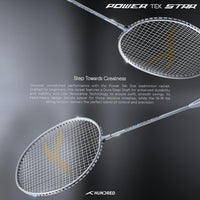 HUNDRED Powertek Star (2 Strung Rackets + 2pc Nylon Shuttlecocks), 16-18 LBS - Best Price online Prokicksports.com