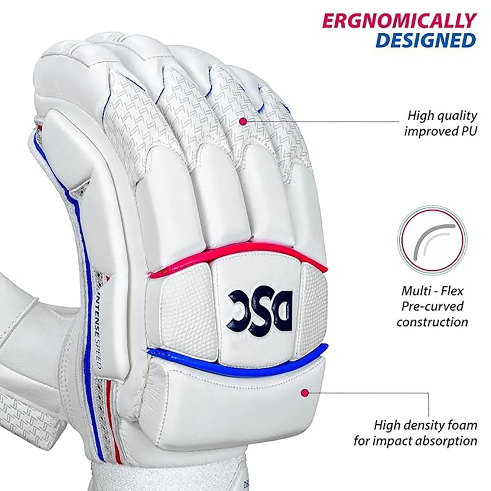 DSC Intense Speed Right Hand Cricket Batting Gloves | High-Density Foam, Reinforced Finger Protection | Adult RH