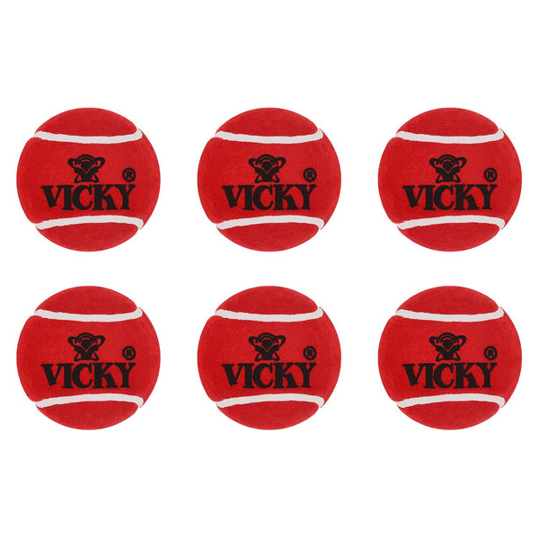 Vicky Cricket Tennis Ball Pack of 6, Maroon
