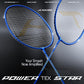 HUNDRED Powertek Star (2 Strung Rackets + 2pc Nylon Shuttlecocks), 16-18 LBS