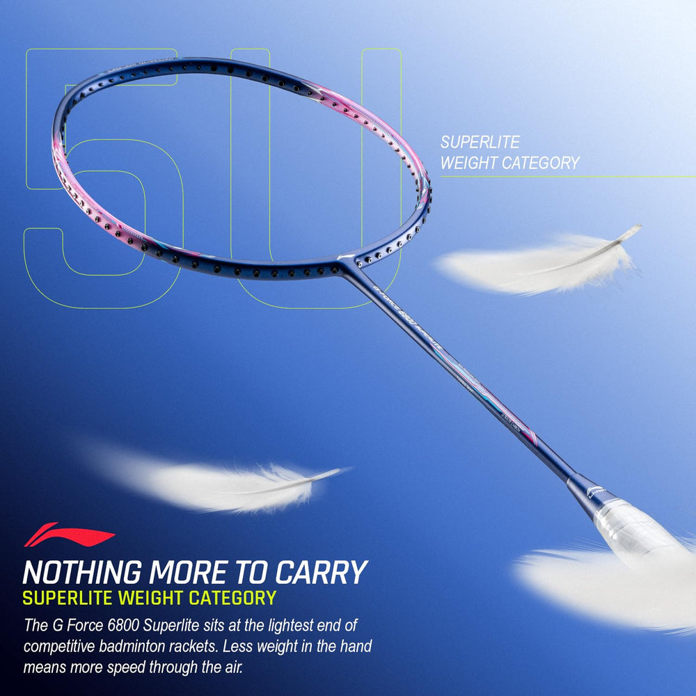 Li-Ning G-Force 6800 Superlite Unstrung Badminton Racquet, 5U G6 | Head Heavy, Flexible Shaft, Dynamic Optimum Frame