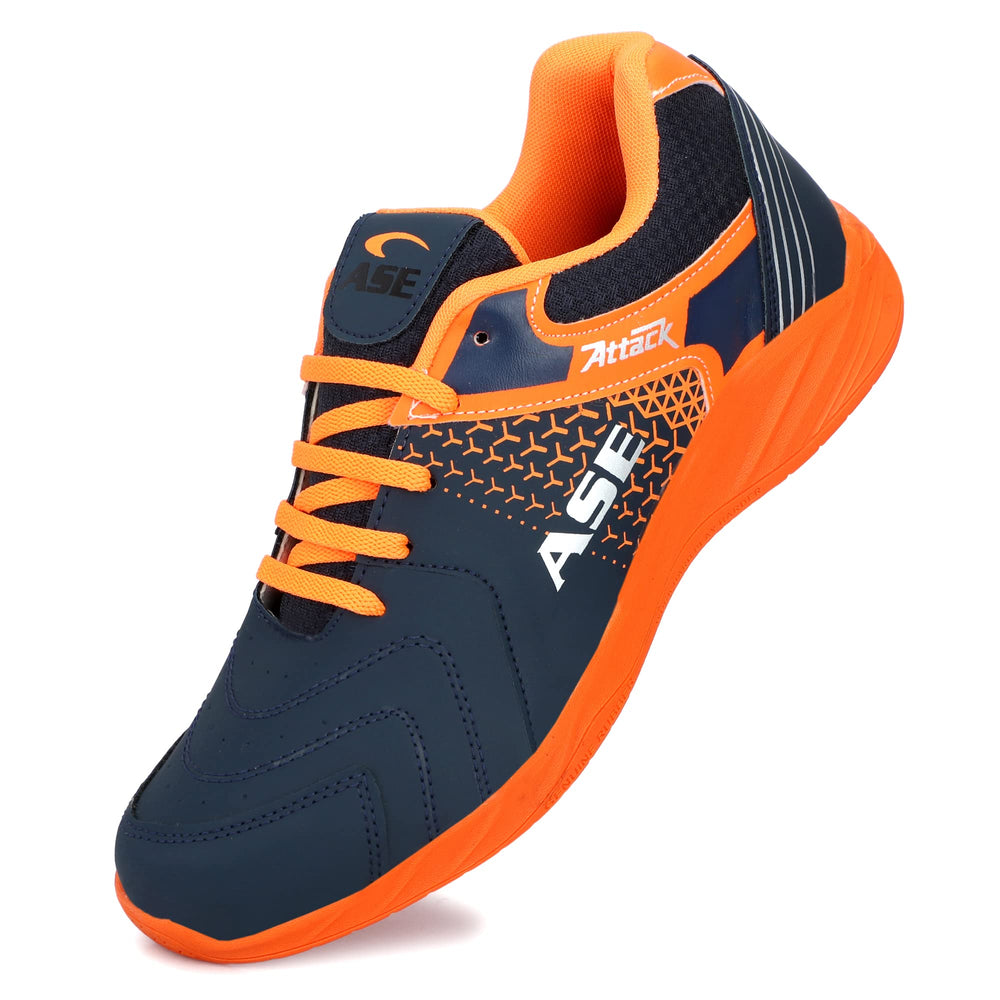 ASE Attack Badminton Shoes | Non-Marking Rubber Sole with Round Sole Support, Mesh Breathability & Shock Absorption
