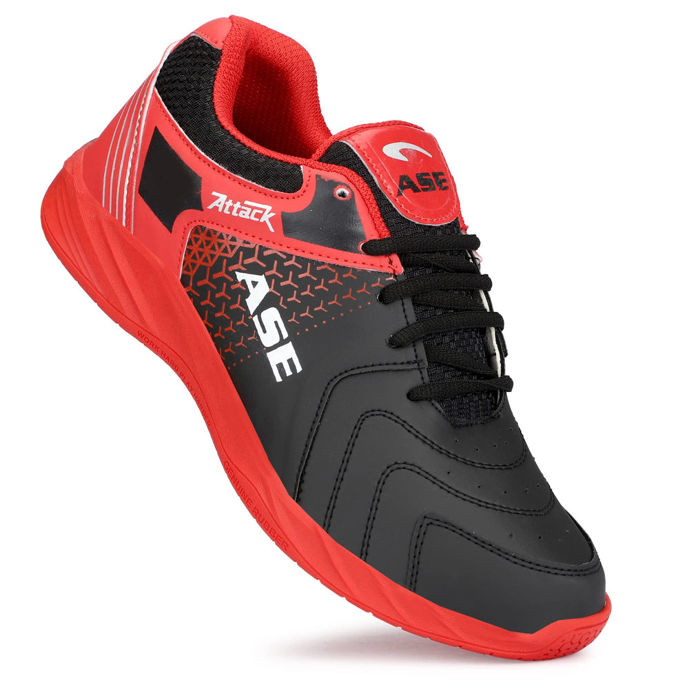 ASE Attack Badminton Shoes | Non-Marking Rubber Sole with Round Sole Support, Mesh Breathability & Shock Absorption