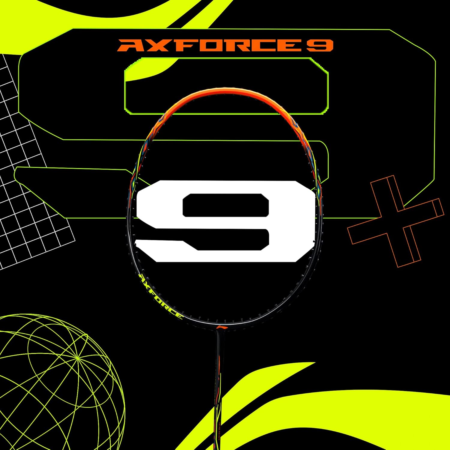 Li-Ning AX Force 9 G5 Strung Badminton Racquet Black/Orange – Lightweight, Powerful Smash, High-Tension Control, Professional Performance Racket for Advanced Players - Best Price online Prokicksports.com