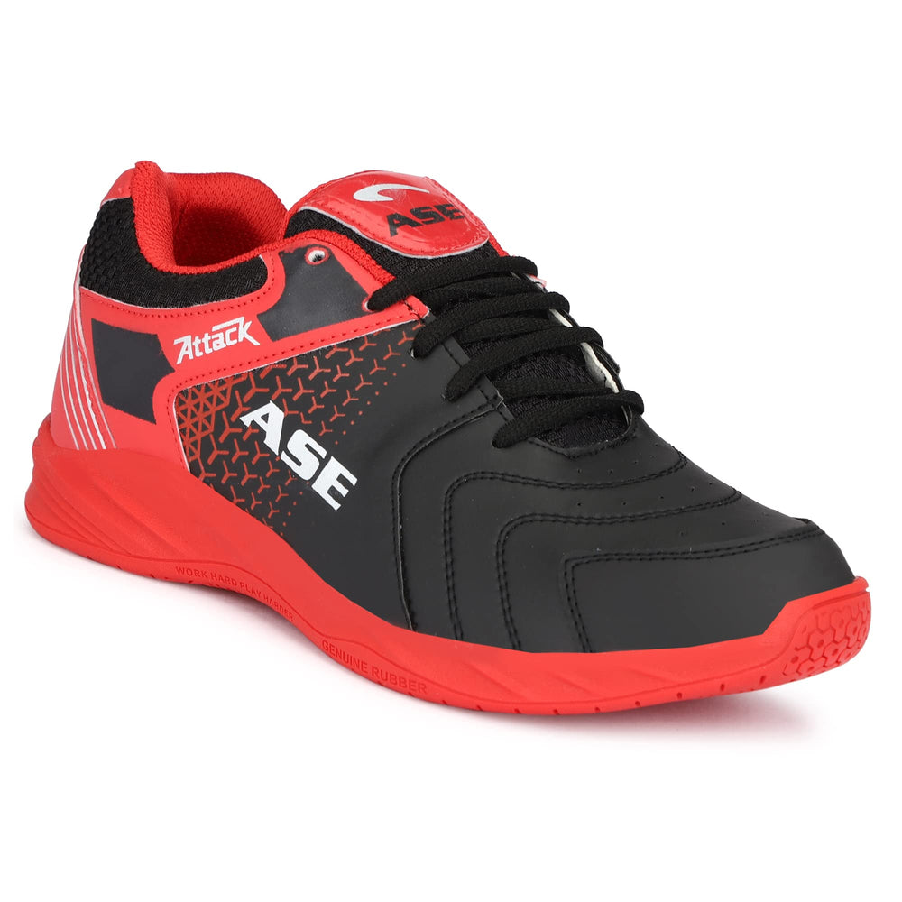 ASE Attack Badminton Shoes | Non-Marking Rubber Sole with Round Sole Support, Mesh Breathability & Shock Absorption