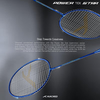 HUNDRED Powertek Star (2 Strung Rackets + 2pc Nylon Shuttlecocks), 16-18 LBS