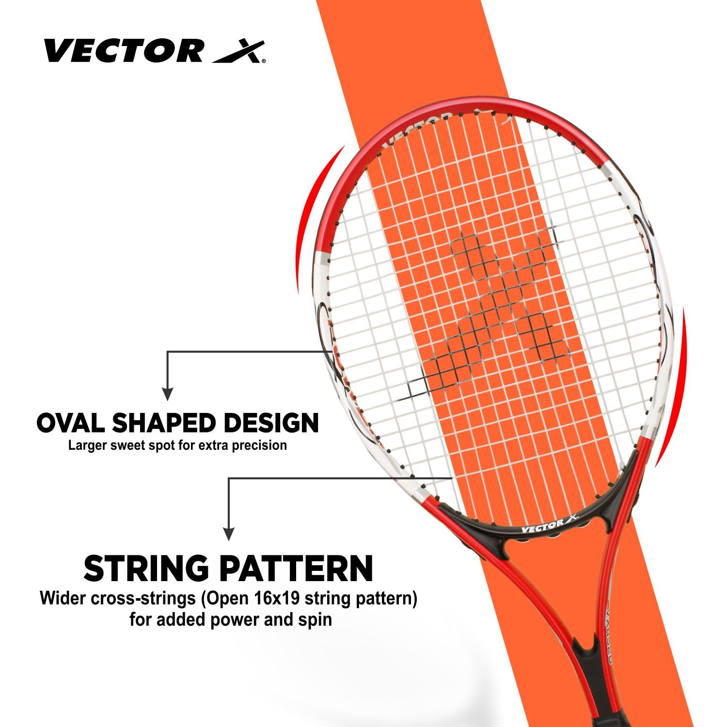 Vector X VXT-520 Senior Strung Tennis Rackets, Super Lightweight Oval Shape Tennis Racquet for Student,Training, Beginners, Outdoor Court Games (27 inch, Full Cover) - Best Price online Prokicksports.com