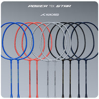 HUNDRED Powertek Star (2 Strung Rackets + 2pc Nylon Shuttlecocks), 16-18 LBS