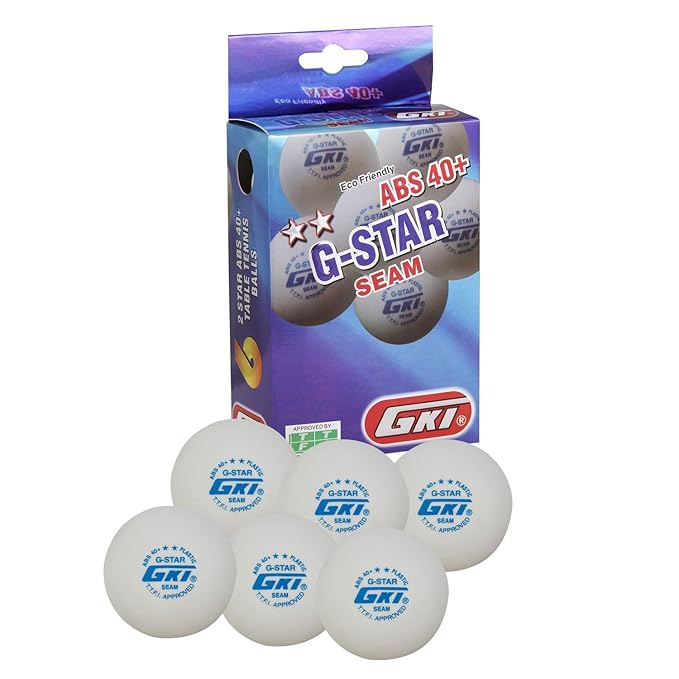 GKI G-Star ABS 40+ Seam Table Tennis Balls (Pack of 6, White) – Premium Quality for Professional Play - Best Price online Prokicksports.com